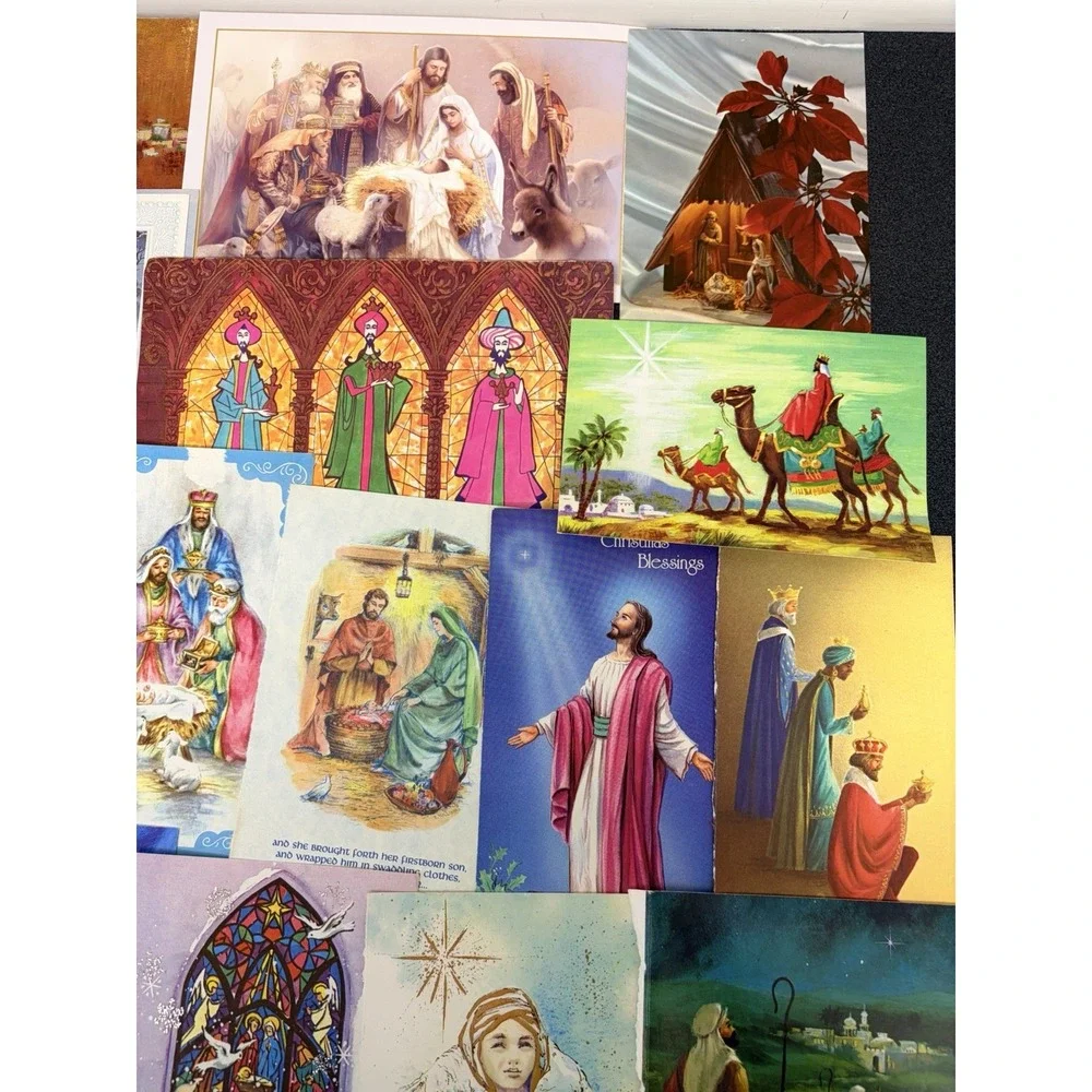Vintage Christmas Cards Fronts ONLY Nativity Scrapbooking Crafts Lot of 50+